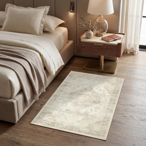Garvee Beige Boho Washable 2x3 Rug for Entryway Door Mat