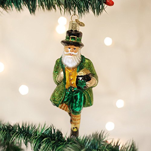 Old World Christmas Irish Santa Glass Blown Ornament for Christmas Tree, Handcrafted Holiday Decoration, Irish Collection