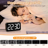 NOKLEAD Digital Alarm Clock: Wood Grain, 5.9-inch LED Display, Easy to Use for Seniors and Men, Adjustable Brightness, Aesthetic Room Decor Desk Clocks for Bedroom | Dorm | Living Room | Office