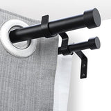 OLV Black Double Curtain Rod, 1 Inch Dual Curtain Rods for Windows 36 to 72 Inch, Heavy Duty Adjustable Telescopic Spliced Window Treatment Rods Set for Living Room Farmhouse