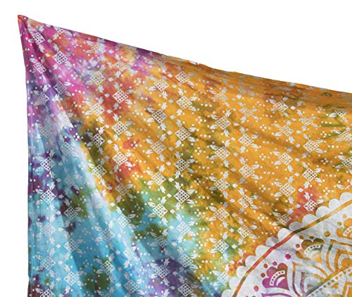 Popular Handicrafts Tapestry Wall Hanging Hippie Mandala Bohemian Hippy Medallion Psychedelic Ombre Design Indian Tapestries Bedspread 53 x 80 Iches (134cm x 203cm) Multicolor Tie Dye