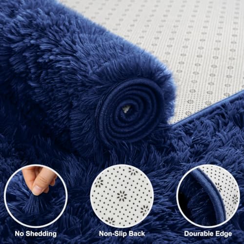 Shag Area Rugs for Living Room Bedroom,Large Ultra Soft Fluffy Area Rugs for Dorm,Indoor Carpet Plush Rugs for Living Room Home Decor (Blue, 10X14 Feet)