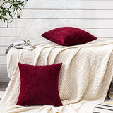 GAWAMAY Burgundy Red Chenille Throw Pillow Covers 16x16 Set of 2 for Couch
