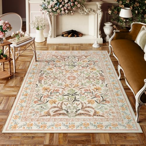 Lahome 5x7 Fall Floral Nursery Rug, Boho Fall Washable Rugs for Living Room
