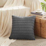 Fancy Homi Decorative Throw Pillow Covers for Bed Couch Bedroom Bench, Soft Corduroy Solid Pillow Case, Rustic Farmhouse Boho Room Decor,20" x 20" (Pack of 1),Dark Gray