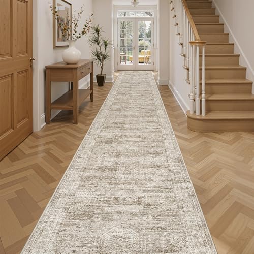Soalmost Hallway Runner Rug 2'6" x 14' Washable Long Kitchen Rugs Brown
