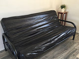 OctoRose Leather Like Snake Brown and Bonded Solid Black Micro Suede Reversible 3 Side Zipper Futon Cover Twin Size 39x75+8" (inch) (Leatherlike-Black, Twin(39x75+8"))