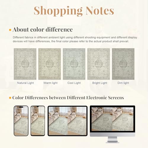 LIVEBOX Washable Rug 2x3 Kitchen Mats for Floor Entryway, Non Slip Front Door Mat for Bathroom Hallway, Boho Low-Pile Small Carpet Farmhouse Throw Indoor Rugs for Bath Sink, Taupe