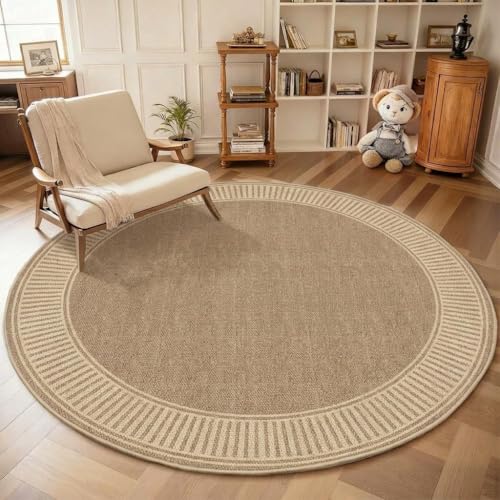 GarveeHome 6ft Round Rug for Living Room Washable Modern Solid Circle Rugs