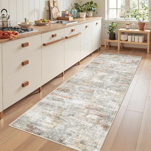 2'6 x 8' Runner Rug Non Slip,Washable Kitchen Rugs,Green