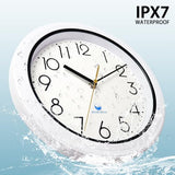 Caysie 11 Inch Sealed Indoor Outdoor Waterproof Wall Clock, Durable Silent Non-Ticking Battery Operated Quality Quartz Round Clock, Wall Decorative for Patio, Pool, Bathroom (White)