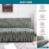 Armless Sofa Bed Cover with Skirt, Futon Slipcovers No Arms, Armless Futon Cover Stretch Sofa Bed Slipcover Protector for Kids Pets (Dark Gray,Large)