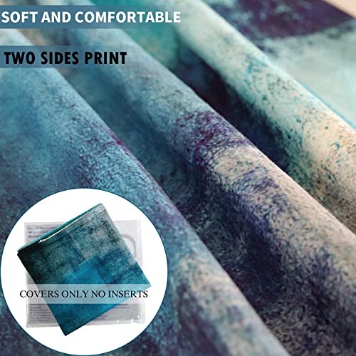 Set of 2 Turquoise and Grey Art Artwork Contemporary Decorative Gray Home Decorative Throw Pillow Covers Cushion Covers for Bedroom Sofa Living Room 18X18 Inches