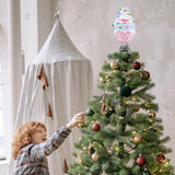Candy Tree Topper Pastel Dessert Cupcake with Sturdy Spiral Bracket Tree Topper Ornament for Christmas Decorations Holiday Party Home Festive Decor