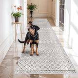 Washable 3x16 Long Hallway Runner:Non Slip Rug Geometric Grey