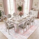 Fixwal Washable 8x10 Area Rug for Bedroom, Non-Slip, Gray/Pink