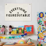 Everything is Figureoutable Inspirational Wall Decor, Office Motivational Wall Decor, Classroom Linen Canvas Banner Hanging Flag, 20x30 Inch