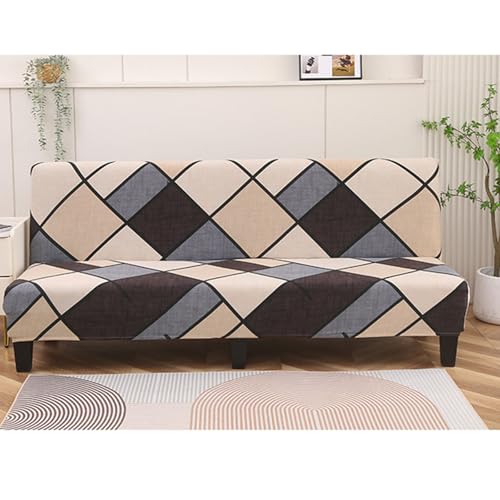 Hixingo Stretch Armless Futon Cover, Futon Mattress Cover Soft Futon Covers with Elastic Bottom, Modern Futon Slipcovers Washable Futon Couch Cover (Large (75-89"),Gray Beige)