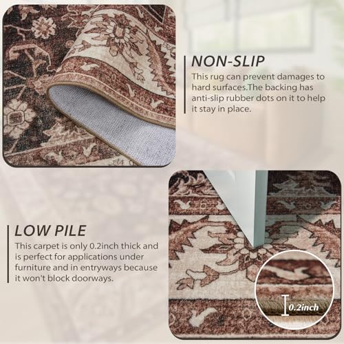 Area Rugs for Living Room, Washable 5x7 Area Rug for Bedroom,Floral Carpet with Non-Slip Rubber Backing for Home Office Dorm Dining Room Kitchen