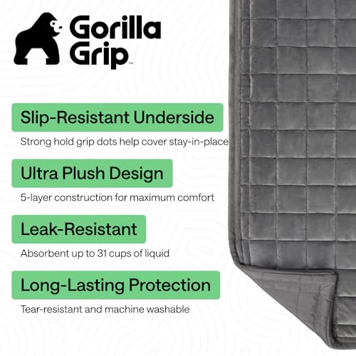 GORILLA GRIP Couch Cover, Loveseat, Gray and Couch Cover for Dogs, 52x82, Light Taupe Bundle