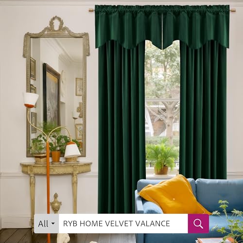 RYB HOME Green Velvet Blackout Curtains for Bedroom, Thermal Insulating Privacy Sunlight UV Heat Blocking Rod Pocket Soft Drapes for Living Room Dining Room, 52" W x 84" L, 2 Panels