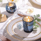 12PCS Assorted Blue Votive Candle Holders, Mercury Tealight Candle Holder Glass