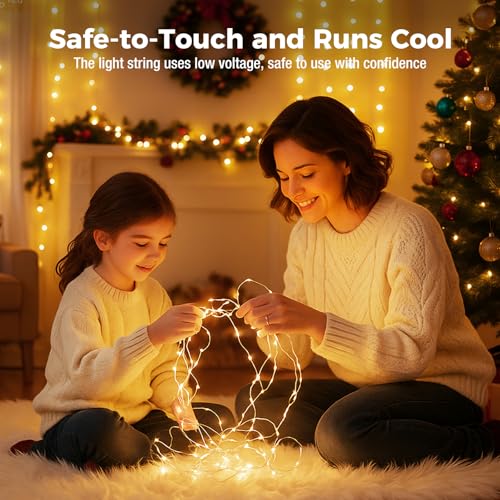litogo 24 Pack 7FT 20 LED Fairy Lights Battery Operated, 3 Lighting Modes, Bulk Mini Twinkle String Lights Waterproof Silver Wire for Weddings Mason Jars Party Christmas Decorations-Warm White