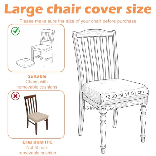 Kifmurase 6Pcs Stretch Chair Seat Covers, Removable Washable Dining Room Chair Covers, Anti-Dust Seat Cushion Slipcovers, Kitchen Seat Slipcovers for Home, Restaurant, Banquet
