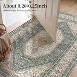 4x10 Washable Hallway Runner Rug - Non-Slip Wide Vintage Rugs Green Beige