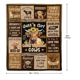 Highland Cow Blanket, Highland Cow Gifts for Women, Cow Gifts for Women for Mothers Day/Birthday/Christmas Soft Throw Blanket 50"x60"