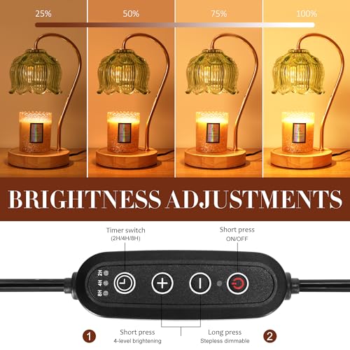 Flower Candle Warmer Lamp with Timer & Dimmer - Fits All Jar Scented Candles - Christmas & Mother's Day Gift for Women，Mom，Her
