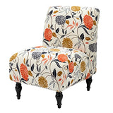 Iauddy Armless Accent Slipper Chair Cover Slipcover,Stretch Spandex Printed Removable Non-Slip Silp Cover for Accent Chair Without Arms Furniture Protector for Living Dining Room(Beige/Orange, 1)