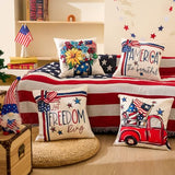 Hongsome 4th of July Decor-Throw Pillow Covers 18x18in Set of 4,Patriotic Linen Pillow Case for Independence Day,Memorial Day,Veteran's Day,USA,American Summer Outdoor Red White Blue Decorations