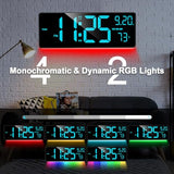 XREXS 16.3" Bluetooth Large Digital Wall Clock with Remote Control, Auto Time Sync, 6 Color Night Lights Adjustable Dimmer 10 RGB Color Changing Large Display for Home, Gym, Office and Classroom