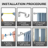 Silver Curtain Rods for Windows with Brackets,5/8 Inch Diameter Small Window Curtain Rod Adjustable 32 to 48 Inches,Easy Install Drapery Rods,Gray