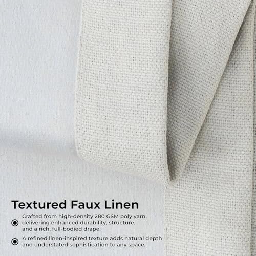 HPD Half Price Drapes - Faux Linen Curtains for Living Room (1 Panel) - 50W X 84L - Textured Room Darkening Curtains for Bedroom 84 Inches Long - Drapes for Home Decor, Birch Taupe