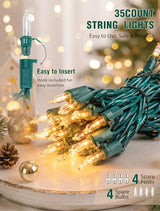 Hopolon Clear Christmas Lights, 35 Count 9.8 FT Warm White Christmas Tree Lights Plug in, Incandescent Mini String Light Green Wire for Indoor Outdoor Wedding Bedroom Classroom Party Porch Decoration
