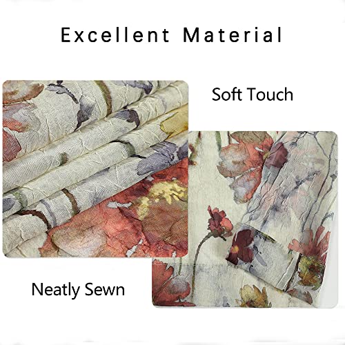 OWENIE Crushed Sheer Curtains 63 Inches Length 2 Panels Set, Sheer Floral Curtians with Printed Design, Printing Drapes on Sheers for Living Room, Rod Pocket Light Filtering Window Sheers 42" W x 63"L