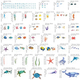 DECOWALL 128 Pieces Under The Sea Wall Decals Ocean Fish Stickers Turtle Jellyfish Seaweed Removable for Kids Bedroom Nursery Living Room Home Art Decor Bathroom Baby(DS12-8048)