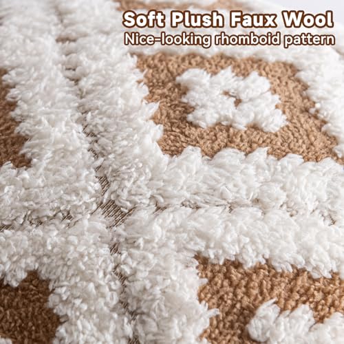 AmHoo Pack of 2 Decorative Throw Pillow Covers Rhomboid Luxury Super Soft Plush Set Case Cushion for Couch Sofa Bedroom 20 x 20-Inch Tawny Brown