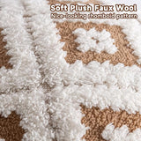 AmHoo Pack of 2 Decorative Throw Pillow Covers Rhomboid Luxury Super Soft Plush Set Case Cushion for Couch Sofa Bedroom 20 x 20-Inch Tawny Brown