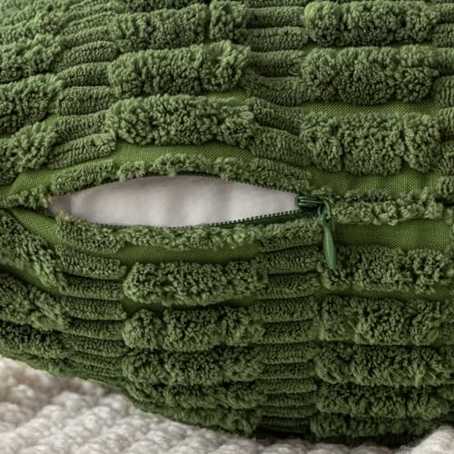 MIULEE Euro Sham Corduroy Decorative Throw Pillow Covers 24x24 Moss Green