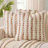 Boho Chenille Decorative Pillow Covers 18x18 Inch Set of 2 Orange