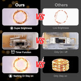 Ariceleo 1 Pack 16.4ft Battery Operated String Lights with Timer, Warm White with Synchronized Twinkle Mode, Fairy Lights Battery Powered, 50 LEDs, Idea for Christmas Bedroom Party Wedding