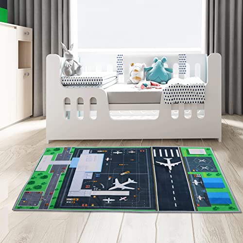 47''/63'' Kids Bedroom Carpet Kids Rug for Playroom, Creative Airport Fun Rug, Soft Kid Play Mat，Cute Kid Room Carpet，The for Children