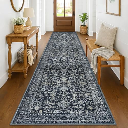Runner for Hallway 3x14 ft Washable Runner Rug, Midnight Navy