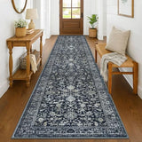 Runner for Hallway 3x14 ft Washable Runner Rug, Midnight Navy