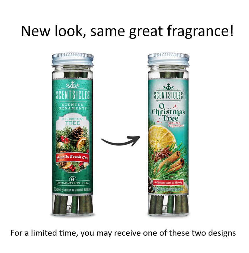 Scentsicles O Christmas Tree Scented Christmas Ornaments with Hooks | 3 Bottles (18 Sticks Total)