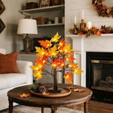 Cllayees Fall Decorations fo Home 2 Pack 18" Lighted Maple Tree | Timer, Thanksgiving Autumn Table Decor, For Office, Desk, Table Centerpiece, Bedroom