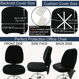 BUYUE Task Office Chair Cover, Super Soft Velvet Stretch Washable Computer Desk Armless Chair Slipcover Dustproof Protectors (Set of Black)